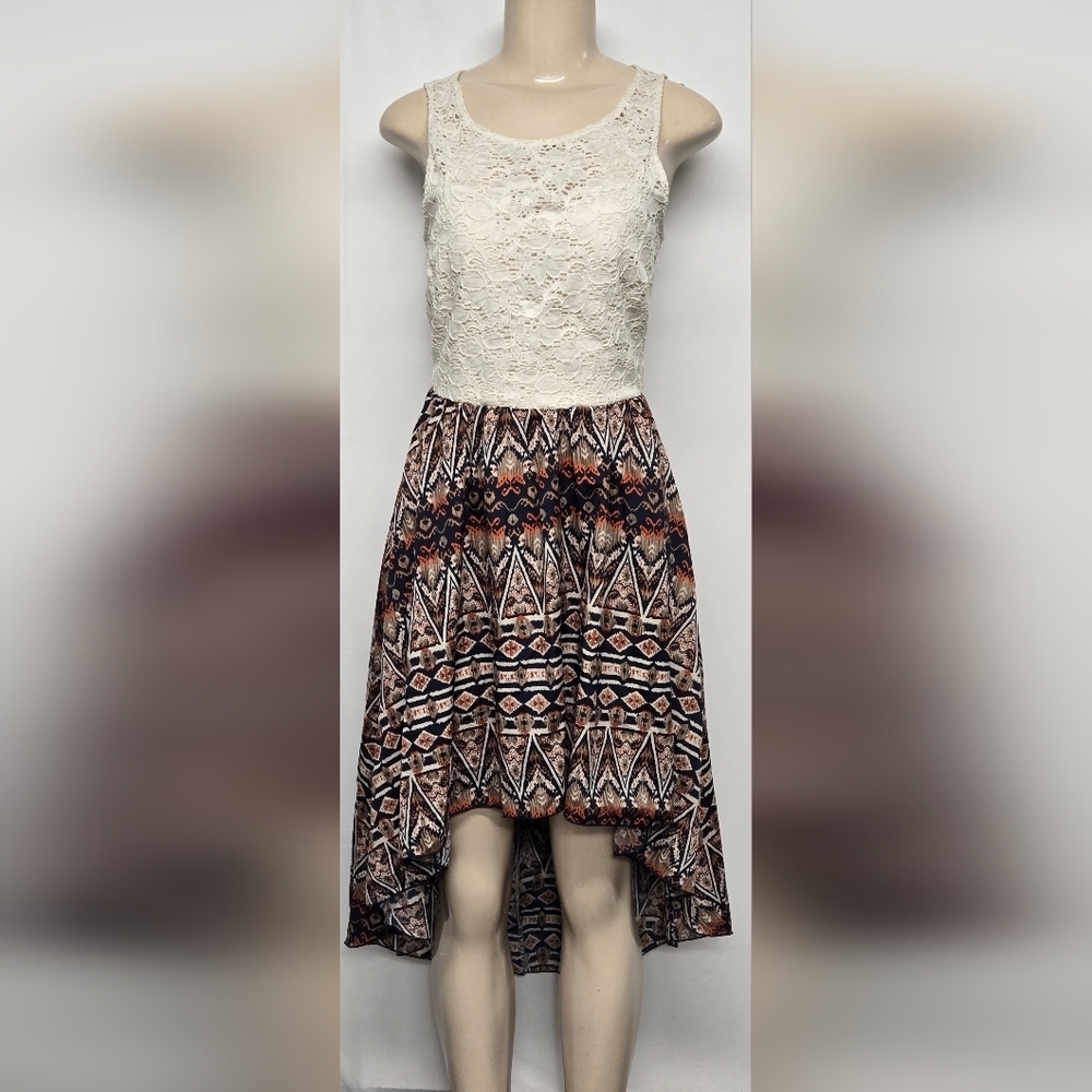 Love Culture Dress Lace Crochet Hi Low Padded Bra Sleeveless Southwestern New L